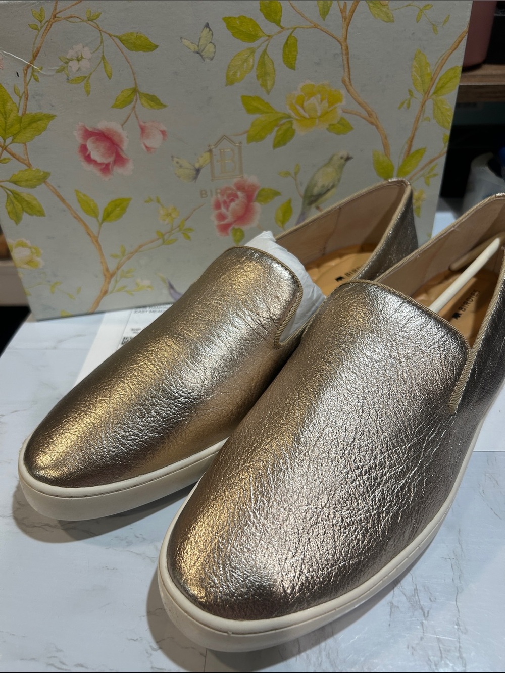 Birdies Metallic Slip-On Women’s Sneakers - Gold - Picture 3 of 10